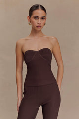 Elodie Strapless Cupped Knit Top - Chocolate
