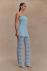 Anette Bandage Knit Strapless Top - Sky Blue