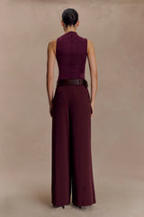 Hadleigh Sleeveless Slinky Top - Burgundy