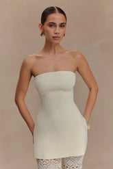 Anette Bandage Knit Strapless Top - Ivory