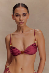 Memphis Beaded Bikini Top - Wine