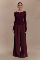 Culver Draped Twist Knit Top - Wine