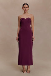 Cary Folded Strapless Crepe Midi Dress - Wine
