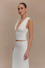 Kerrigan Slinky Ruched Sleeveless Top - White
