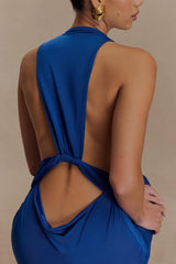 Elke Slinky V Neck Maxi Dress - Cobalt
