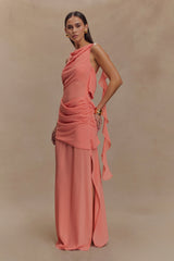 Daria Draped Chiffon Maxi Dress - Pastel Nectarine