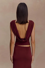 Bridget Slinky Cowl Back Top - Burgundy