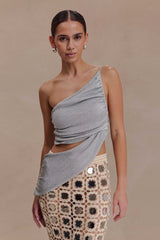 Corah Lurex Drape Knit Top - Silver
