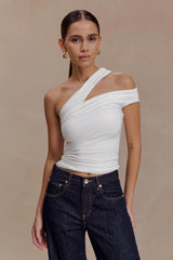Anna One Shoulder Modal Top - White