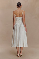 Elias Shirred Cotton Midi Dress - White