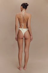 Aesha Floral Crochet Bikini Top - Ivory