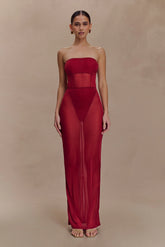 Aoife Mesh Maxi Skirt - Raspberry