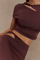 Haven Slinky Twist Midi Skirt - Chocolate