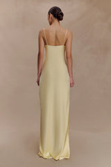 Isadora Lace & Satin Maxi Dress - Lemon