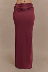 Judy Slinky And Mesh Maxi Skirt - Wine