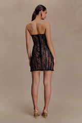 Jeannette Panelled Lace Mini Dress - Black