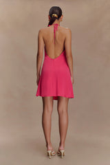 Gwenda Satin Floral Mini Dress - Dragonfruit