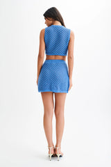 Lorenza Knit A-Line Mini Skirt - Periwinkle