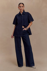 Maya Oversized Denim Shirt - Indigo Blue