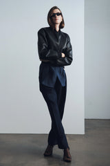 Codi Faux Leather Bomber Jacket - Black