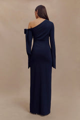 Nicola One Shoulder Crepe Maxi Dress - Dark Navy