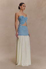 Tully Chiffon Denim Maxi Skirt - 80'S Blue