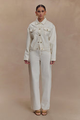 Kirra Cinched Denim Jacket - White