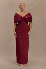 Thelma Bardot Maxi Dress - Wine