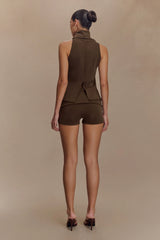 Birdie Fold Over Shorts - Chocolate