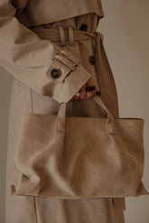 Baylor Faux Suede Bag - Natural