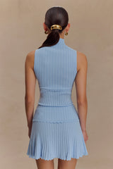 Indy Pointelle Knit Top - Cornflower Blue