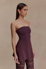 Anette Bandage Knit Strapless Top - Chocolate