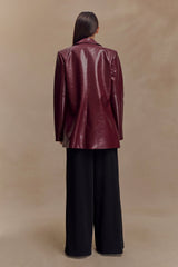 Deborah Faux Leather Coat - Cherry Red