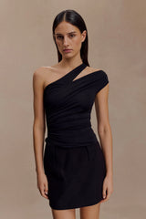 Anna One Shoulder Modal Top - Black