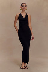 Ayella Cowl Knit Maxi Dress - Black