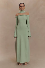 Heidi Strapless Knit Scarf Maxi Dress - Pastel Green