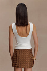 Kyra Open Back Scuba Crepe Top - White