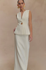 Angelie Suiting Maxi Skirt - Ivory