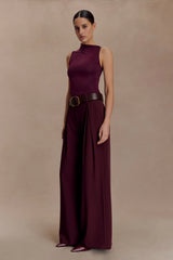 Hadleigh Sleeveless Slinky Top - Burgundy