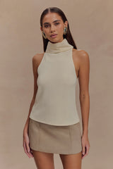 Birdie High Neck Sleeveless Top - Ivory