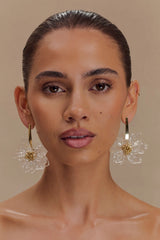 Naomi Acrylic Flower Earring - Gold