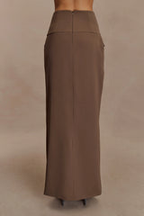 Cassie Column Maxi Skirt - Cacao Brown