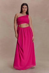 Aria Chiffon Cut Out Maxi Dress - Fuchsia