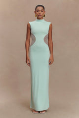 Massie Slinky And Mesh Maxi Dress - Lagoon