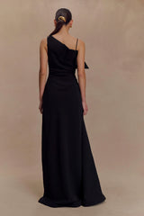 Adalyn One Shoulder Crepe Maxi Dress - Black