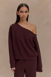 Aiden Slouchy Crew Jumper - Chocolate