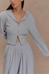 Quinn Zip Up Hoodie - Light Grey Marle
