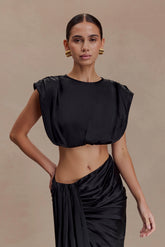 Zendaya Silk Crop Top - Black
