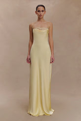 Isadora Lace & Satin Maxi Dress - Lemon