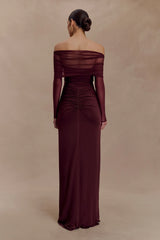Rafaella Slinky And Mesh Maxi Dress - Mahogany